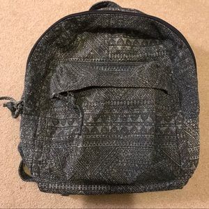 Denim print book bag